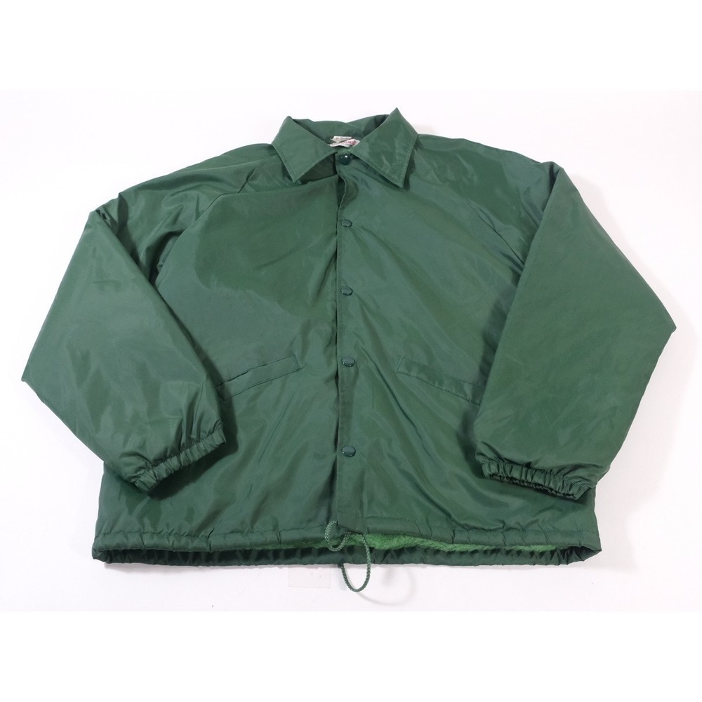 WearGuard Jacket Mens M Green Vintage 80s Snap Front Faux Fur Lined Coat